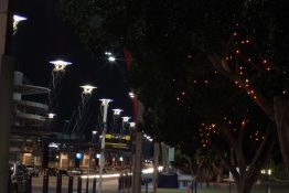 Beautiful lights near the stadiums at the Sydney Olympic Park in Australia