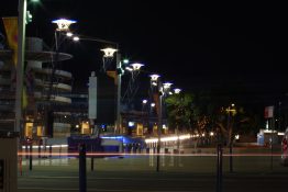 Beautiful lights near the stadiums at the Sydney Olympic Park in Australia