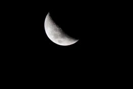 Beautiful half moon a clear night sky