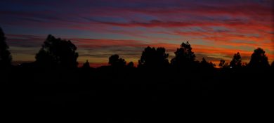 Colourful start to the day with beautiful streak of colours from the rising highlighting the clouds and the sky