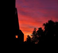 Colourful start to the day with beautiful streak of colours from the rising highlighting the clouds and the sky