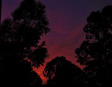 Colourful start to the day with beautiful streak of colours from the rising highlighting the clouds and the sky