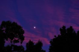 Colourful start to the day with beautiful streak of colours from the rising highlighting the clouds and the sky