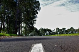 Dividing marks on an asphalt road