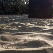 Kids park with play equipment built on sand