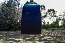 Kids park with play equipment built on sand