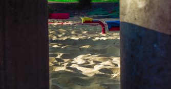 Kids park with play equipment built on sand