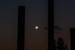 Beautiful colours formed as the sun sets and the moon rises