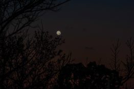 Beautiful colours formed as the sun sets and the moon rises