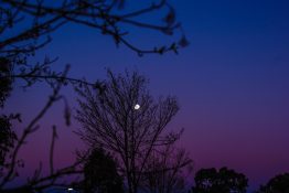 Beautiful colours formed as the sun sets and the moon rises