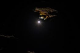 Beautiful patterns created on clouds by the brightness of moon light