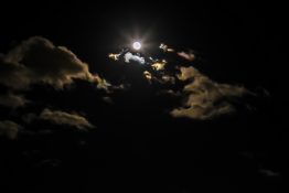 Beautiful patterns created on clouds by the brightness of moon light