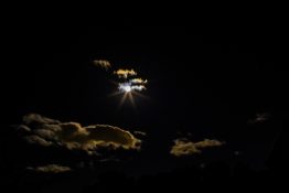 Beautiful patterns created on clouds by the brightness of moon light