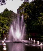 Beautiful fountain in a pond