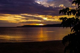 Magnificent golden sunset at Lake Taupou - New Zealand