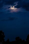 Full moon behind the clouds