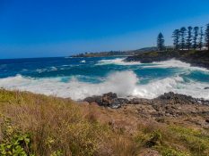 Huge waves crashing on the retainers in Kiama