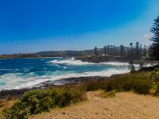 Huge waves crashing on the retainers in Kiama