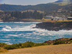 Huge waves crashing on the retainers in Kiama