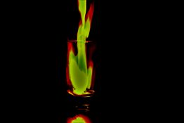 Flame burning inside a glass lit using camphor