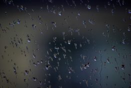 Rain drops on a bedroom window after a thunderstorm