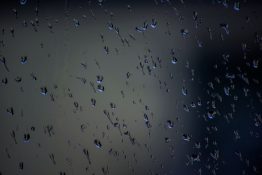 Rain drops on a bedroom window after a thunderstorm