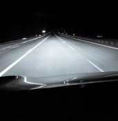 On the road at night on an empty highway